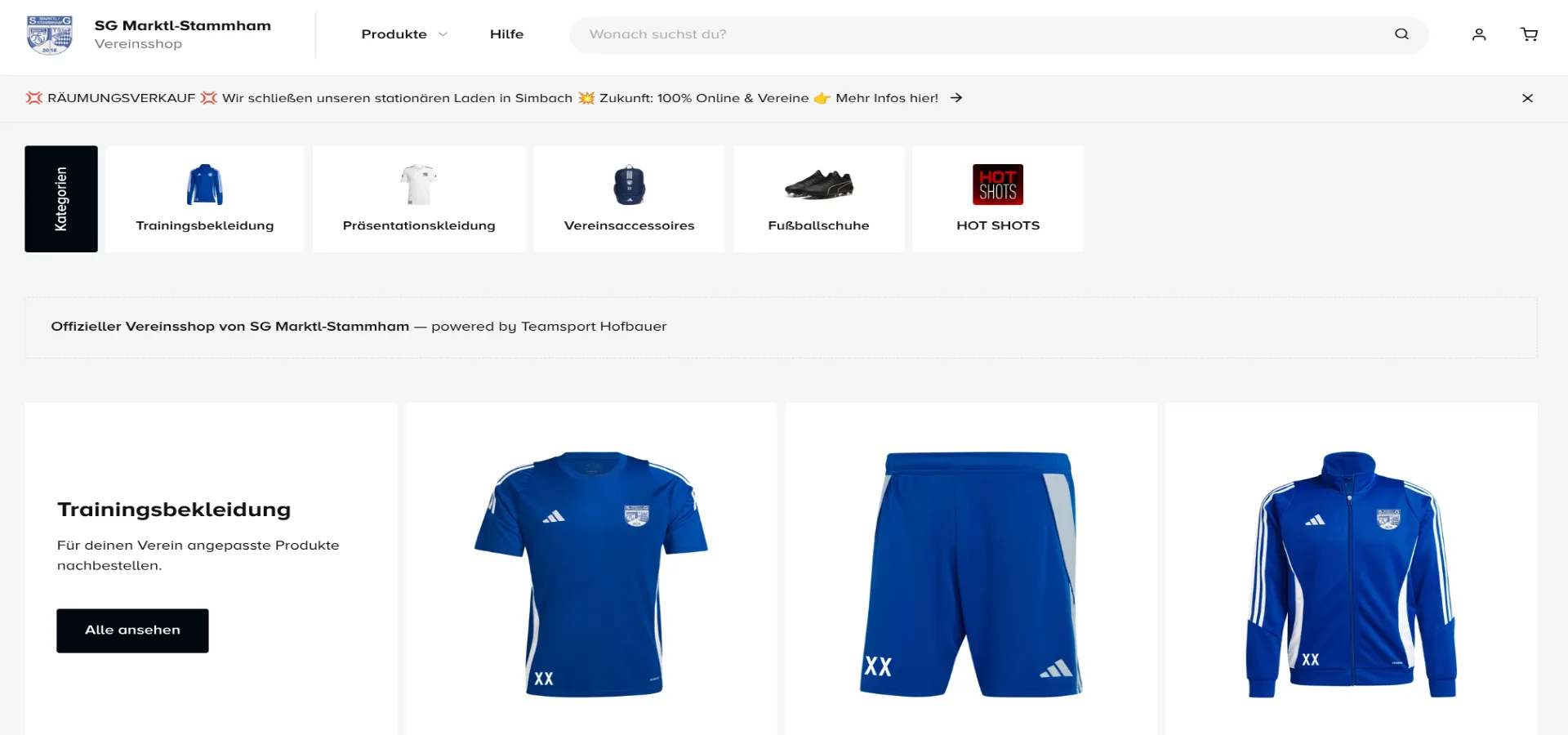 +++ UNSER VEREINSSHOP IST ONLINE +++  